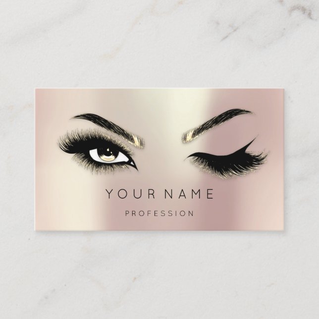 Golden Eyelash Brows Microblading QRCODE Logo Rose Visitenkarte (Vorderseite)