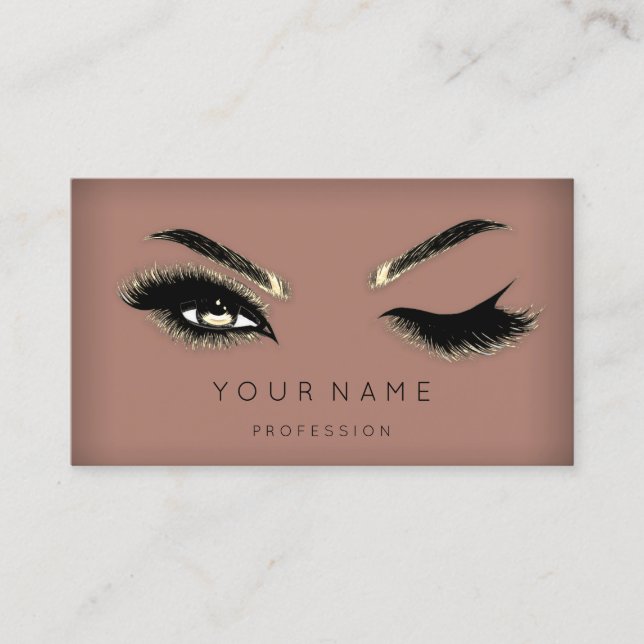 Golden Eyelash Brows Microblading QRCODE Logo Skiz Visitenkarte (Vorderseite)