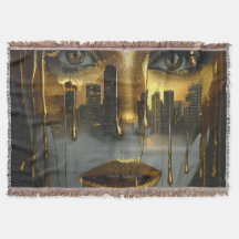 Golden Face Surrealist City Urban Digital Art