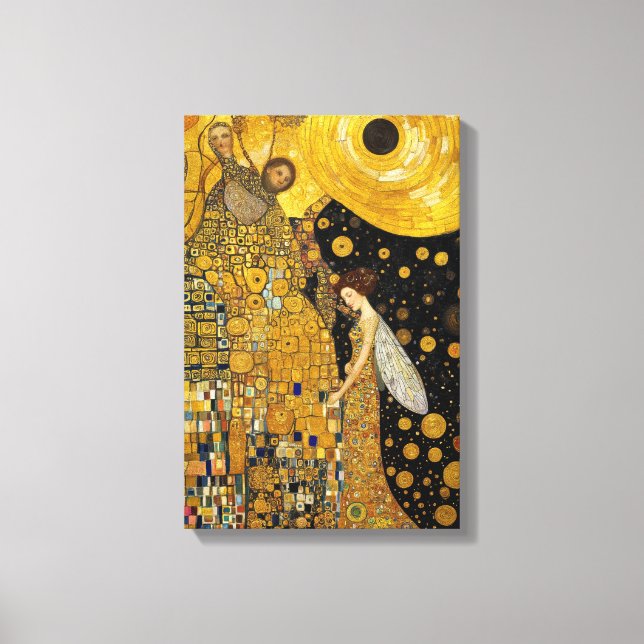 Golden Fairy Dream in Klimt Inspiriert Fantasie Leinwanddruck (Vorderseite)