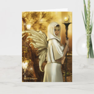 Golden Fairy in Forest Greeting card Feiertagskarte