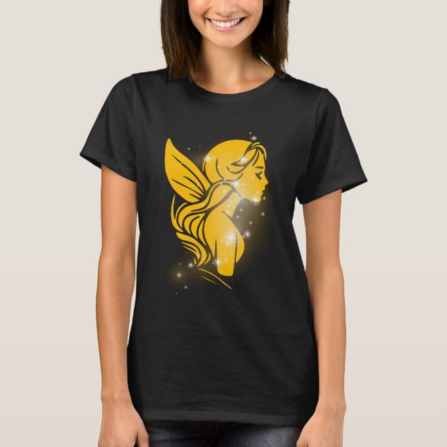 Golden Fairy Profile – Soft Spirit Ethereal Art T-Shirt (Vorderseite)