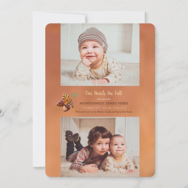 Golden Fall 2-Foto-Geburtserklärung Ankündigung (Vorderseite)