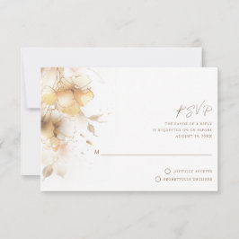 Golden Fall Floral Wedding RSVP Karte
