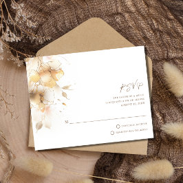 Golden Fall Floral Wedding RSVP Karte