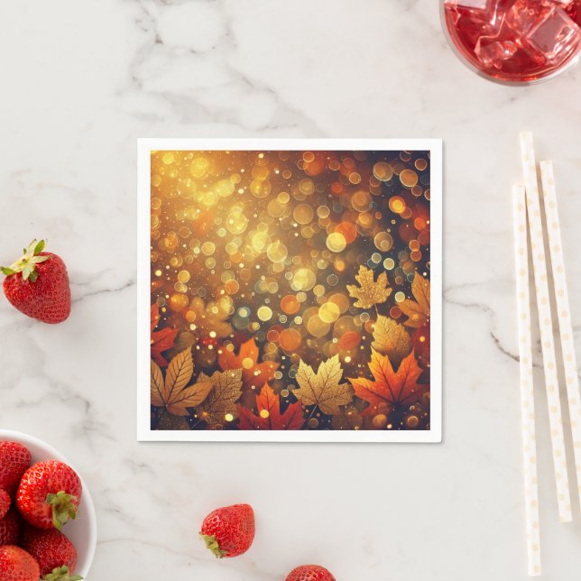 Golden Fall Foliage Bokeh-Effekt Decoupage Napkins Serviette (Beispiel)