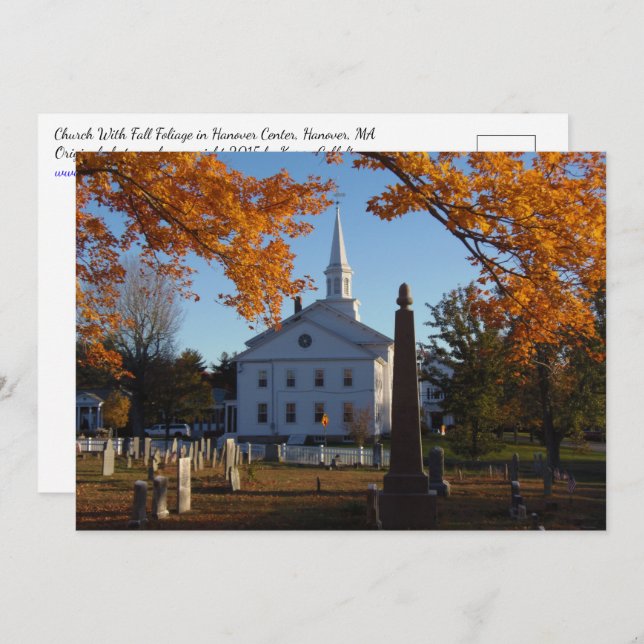 Golden Fall Folies / Church & Friedhof Postkarte (Vorne/Hinten)