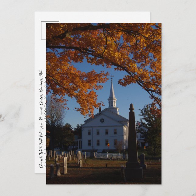 Golden Fall Folies / Church & Friedhof Postkarte (Vorne/Hinten)