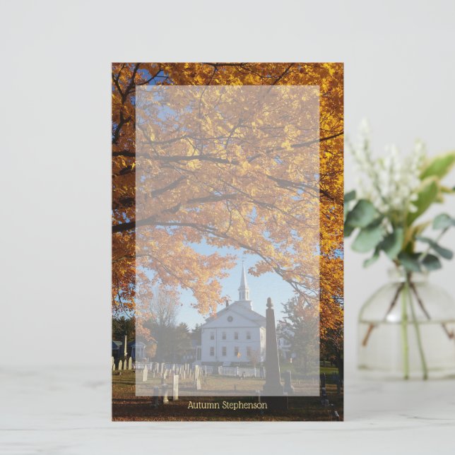 Golden Fall Folies mit Kirche und Friedhof 2 Briefpapier (Stehend Vorderseite)