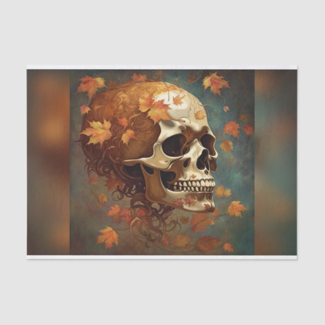 Golden Fall Skull Goth Decoupage Paper Seidenpapier (Vorderseite)