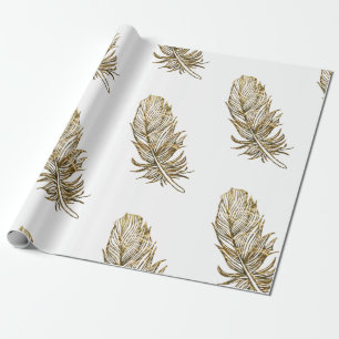 Golden Feather Art Matt Wrapping Paper Geschenkpapier