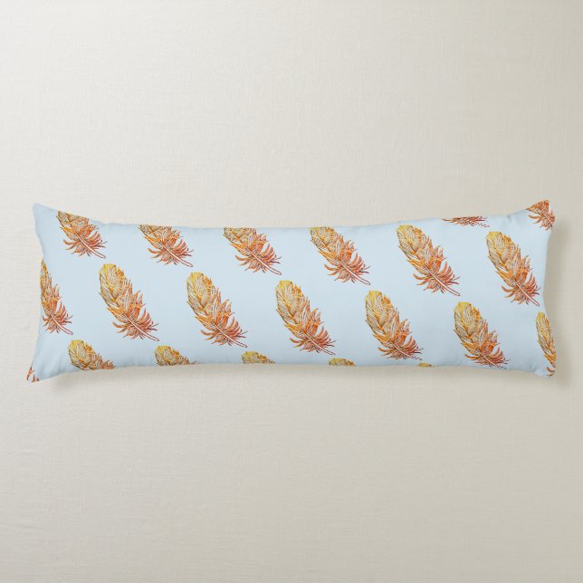 Golden Feather Art Polyester Body Kissen (Vorderseite)