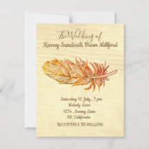 Golden Feather Leinwand Wedding Card