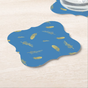 Golden Feathers French Blue Untersetzer