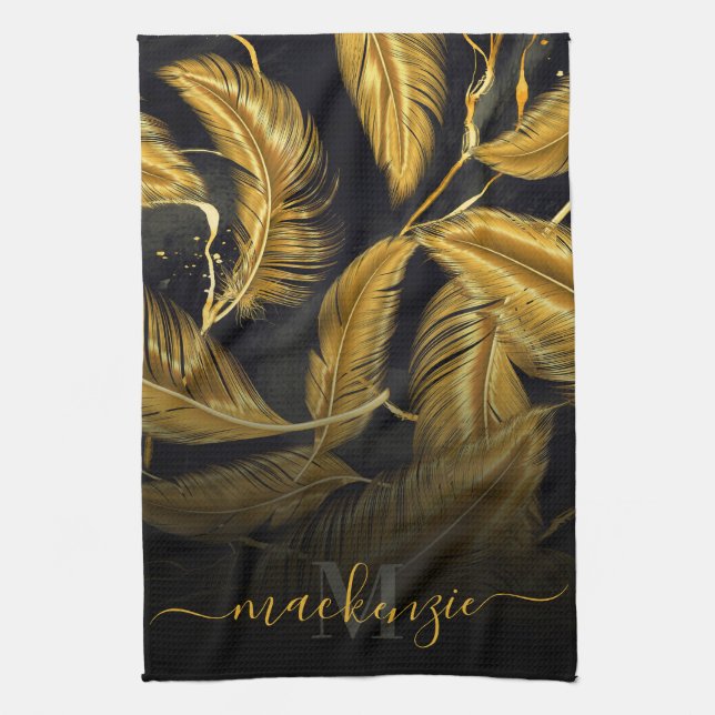 Golden Feathers Geschirrtuch (Vertikal)