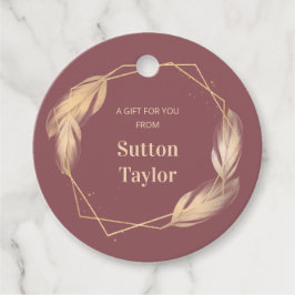 Golden Feathers on Mauve Geschenkanhänger