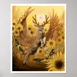 Golden Feilds Mule Deer Poster