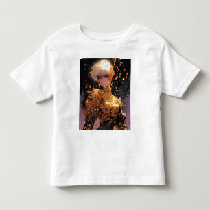 Golden Fiery Fantasy Anime Girl Kleinkind T-shirt
