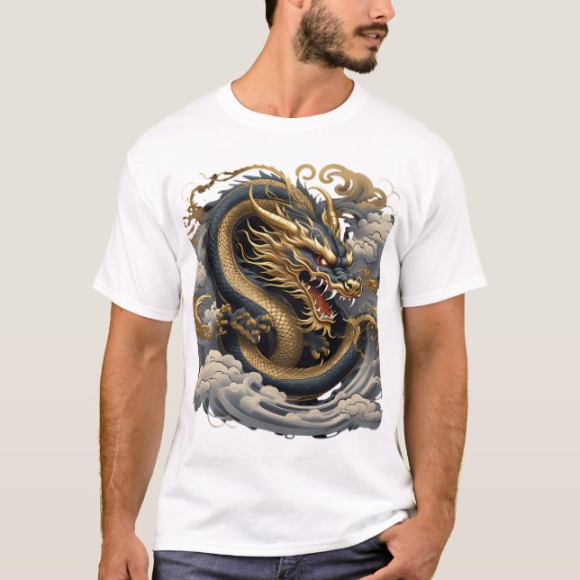 Golden Fire Dragon – Mythische Kraft  T-Shirt (Vorderseite)