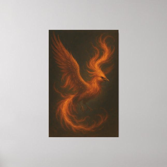 Golden Fire Phoenix • Luxury Fine Art Canvas Print Leinwanddruck (Vorderseite)