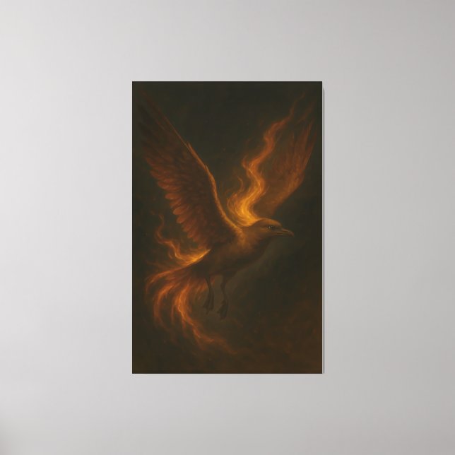 Golden Fire Phoenix • Luxury Fine Art Canvas Print Leinwanddruck (Vorderseite)