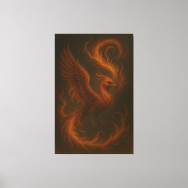 Golden Fire Phoenix • Luxury Fine Art Canvas Print Leinwanddruck (Vorderseite)