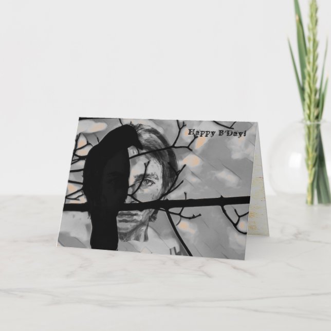 Golden Fire Raven Face Karte (Vorderseite)