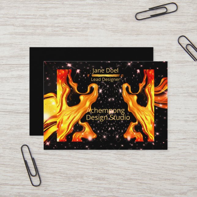  Golden Flame – Artistic Entrepreneur Opulent Gold Visitenkarte (Vorderseite/Rückseite Beispiel)