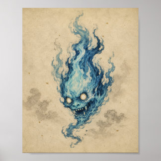 Golden Flame Onibi Spirit Poster
