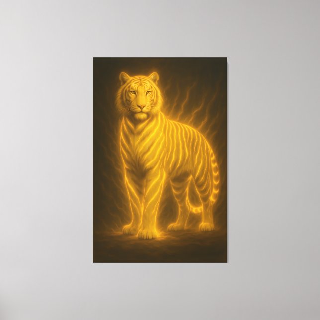 Golden Flame Tiger – Fantasy Art Painting Leinwanddruck (Vorderseite)