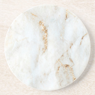 Golden Flecked White Marble Getränkeuntersetzer