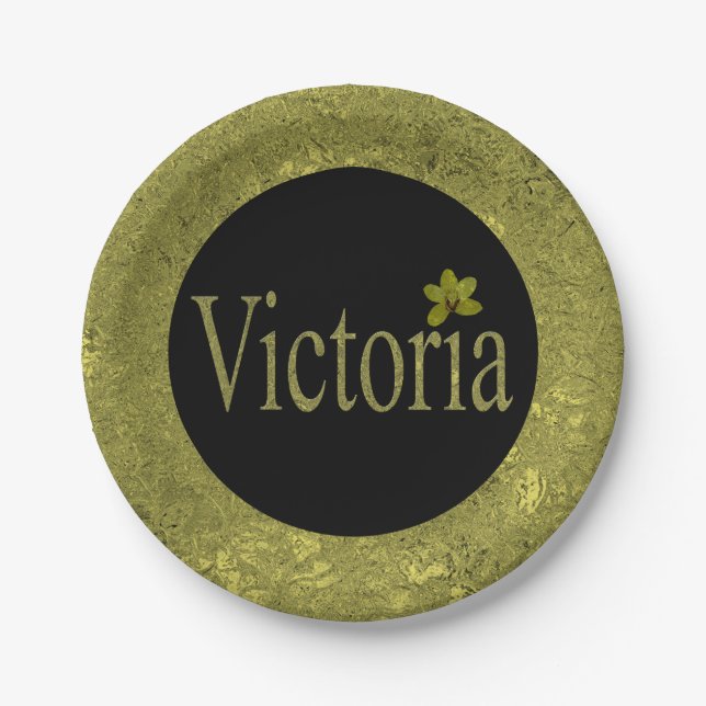 Golden Flecks Victoria Name Design, Pappteller (Vorderseite)