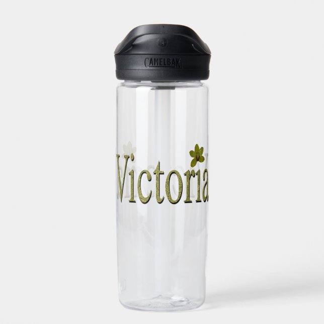 Golden Flecks Victoria Name Design, Trinkflasche (Rückseite)