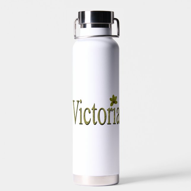 Golden Flecks Victoria Name Design, Trinkflasche (Rückseite)