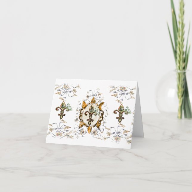 Golden fleur de Li Note Cards Karte (Vorderseite)