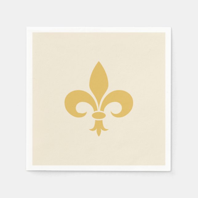 Golden Fleur-de-Lis auf Champagne Beige Serviette (Vorderseite)