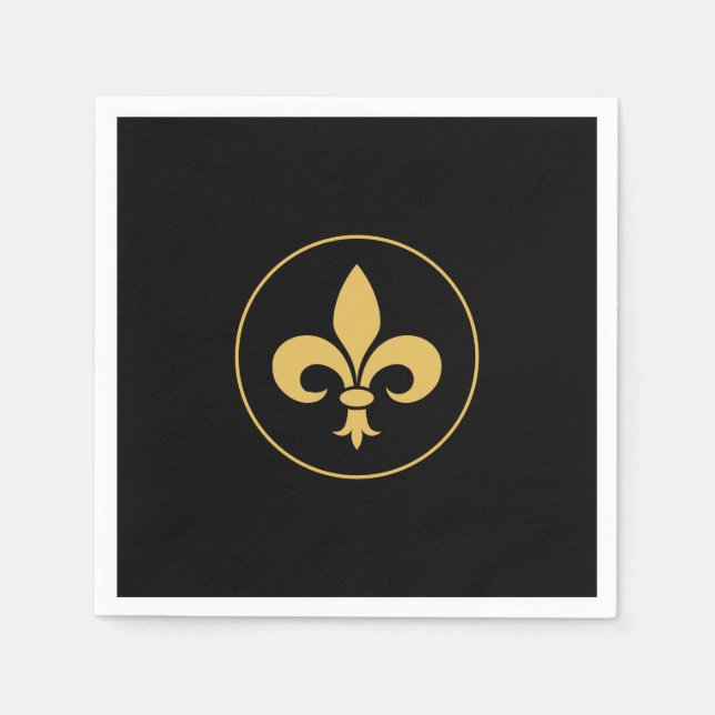 Golden Fleur-de-Lis auf dem Schwarzen Meer Serviette (Vorderseite)