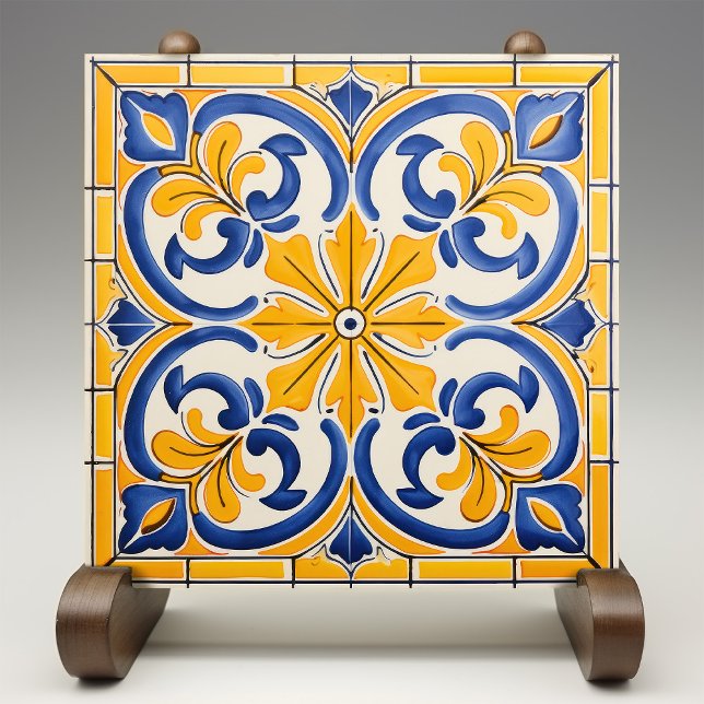 Golden Fleur-de-Lis Azulejo Print Fliese (Von Creator hochgeladen)