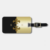 Golden Fleur-de-lis-Schwarzgolden-Monogramm