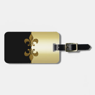 Golden Fleur-de-lis-Schwarzgolden-Monogramm Gepäckanhänger