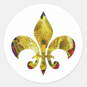 Golden Fleur-de-Lis ; Zazzle Rocks Series Runder Aufkleber
