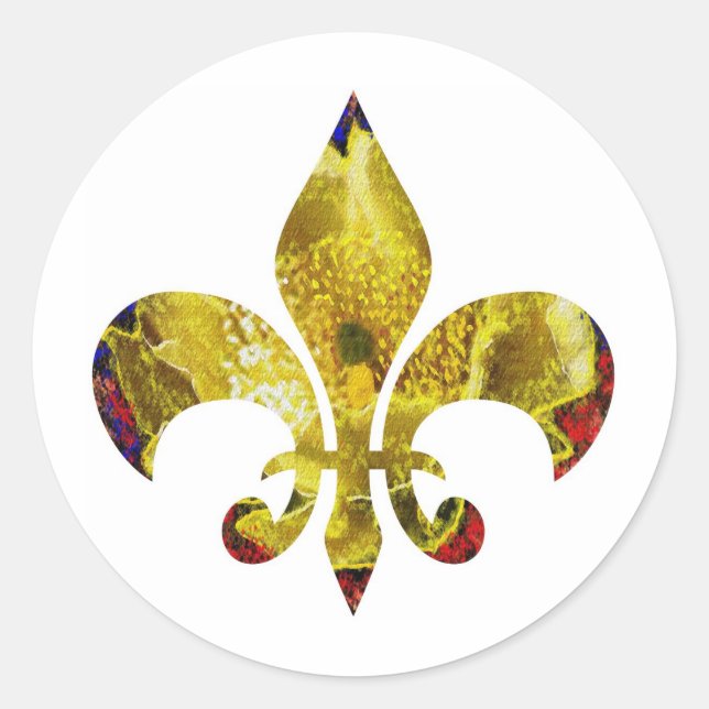 Golden Fleur-de-Lis ; Zazzle Rocks Series Runder Aufkleber (Vorderseite)
