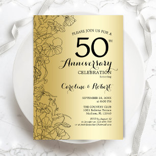 Golden Floral 50 Jahre alt Einladung