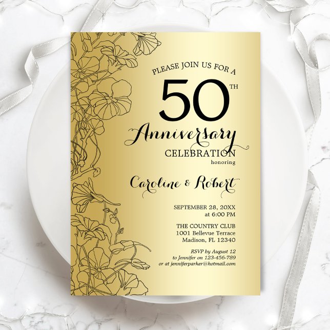 Golden Floral 50 Jahre alt Einladung (Von Creator hochgeladen)