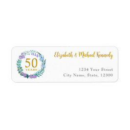 Golden Floral Address Labels zum 50. Jahrestag