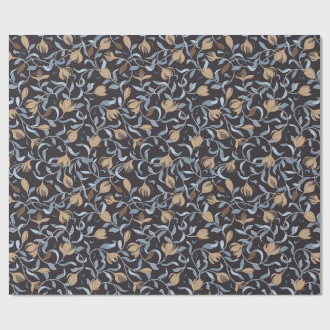 Golden Floral Arts and Crafts Geschenkpapier (Flach)