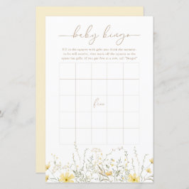 Golden Floral | Baby Bingo Game Card