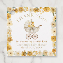 Golden Floral Carriage Thank You | Baby Shower Geschenkanhänger