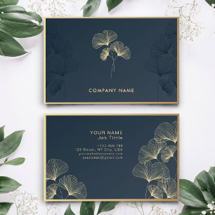 Golden Floral Elegante Blume Luxury Monogram Visitenkarte