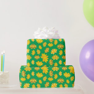 Golden Floral Fall Muster Herbst Nahtlos Geschenkpapier